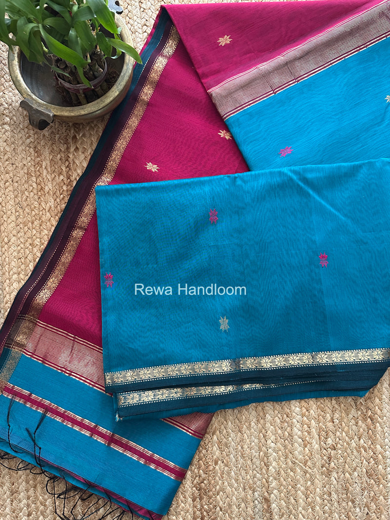 Blue Star Butti Maheshwari Saree SSB017