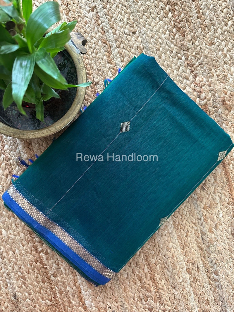 Green Zari Butti Maheshwari Saree SBS040