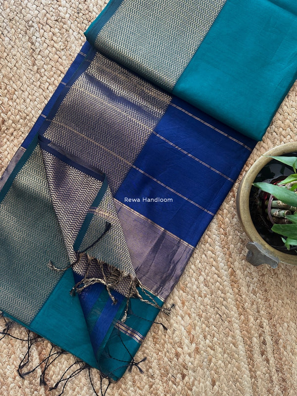 Maheshwari Zari Border Plain Saree