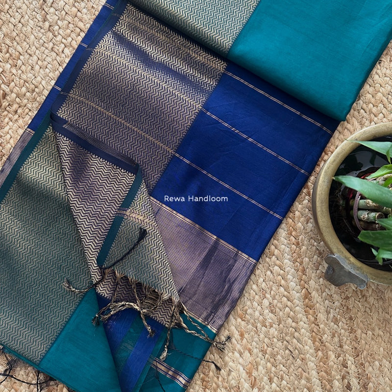 Maheshwari Zari Border Plain Saree
