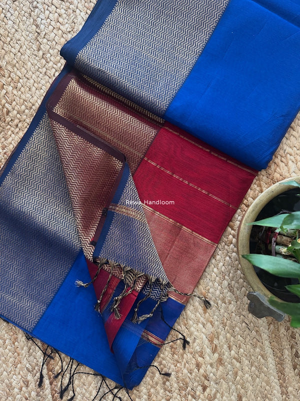 Maheshwari Zari Border Plain Saree 