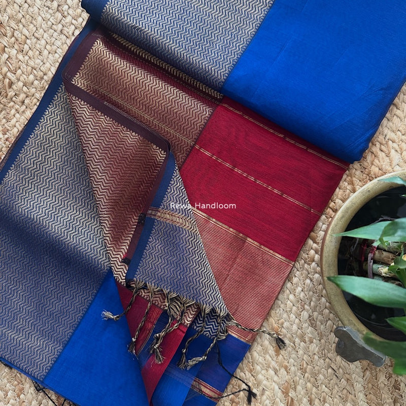 Maheshwari Zari Border Plain Saree 