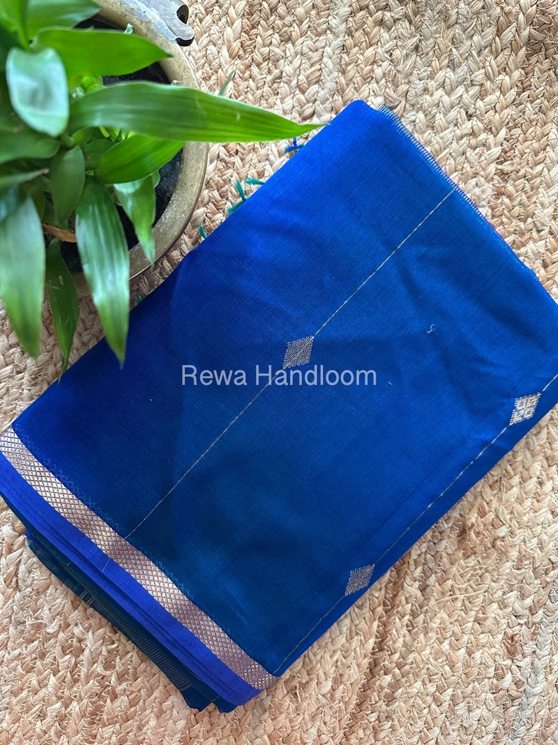 Blue Zari Butti Maheshwari Saree SBS041
