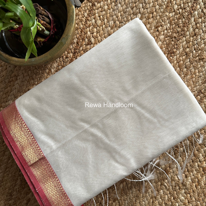 Maheshwari White Rewa Lehar Saree ZBS09