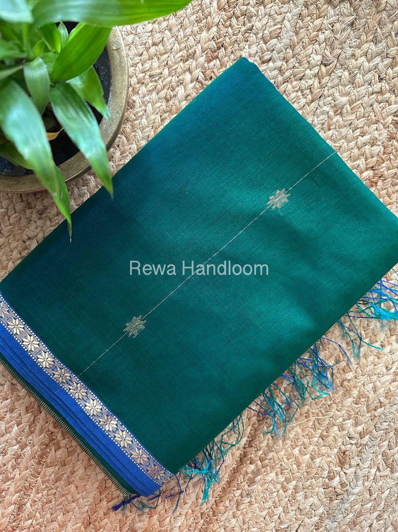 Green Zari Butti Maheshwari Saree SBS042