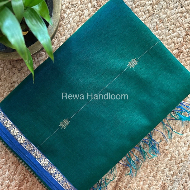 Green Zari Butti Maheshwari Saree SBS042