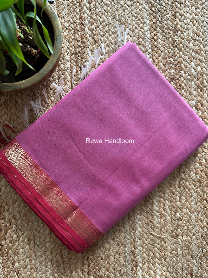 Maheshwari Onion Pink Rewa Lehar Saree ZBS010