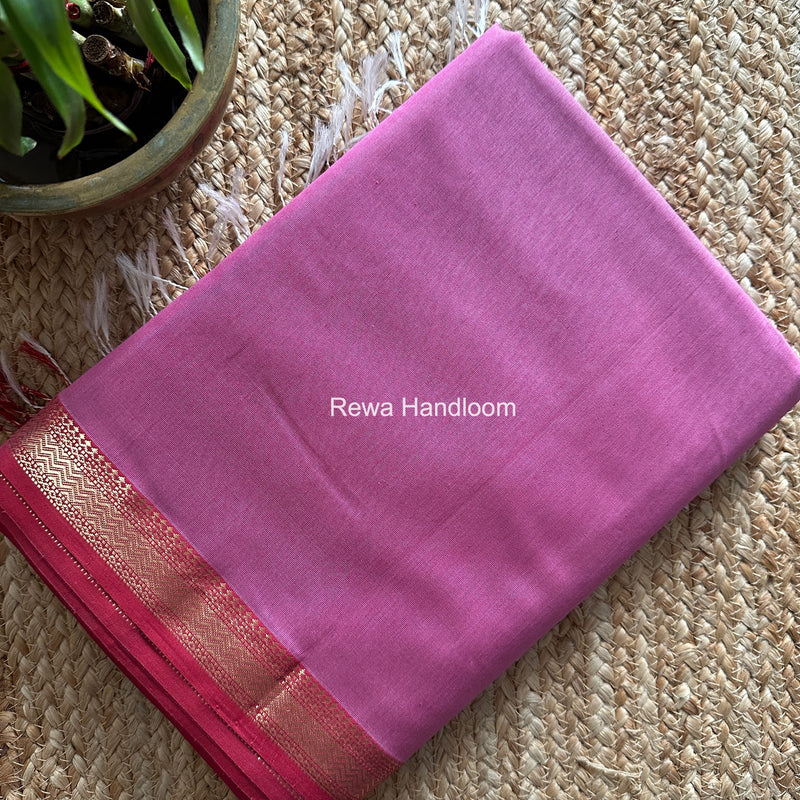 Maheshwari Onion Pink Rewa Lehar Saree ZBS010