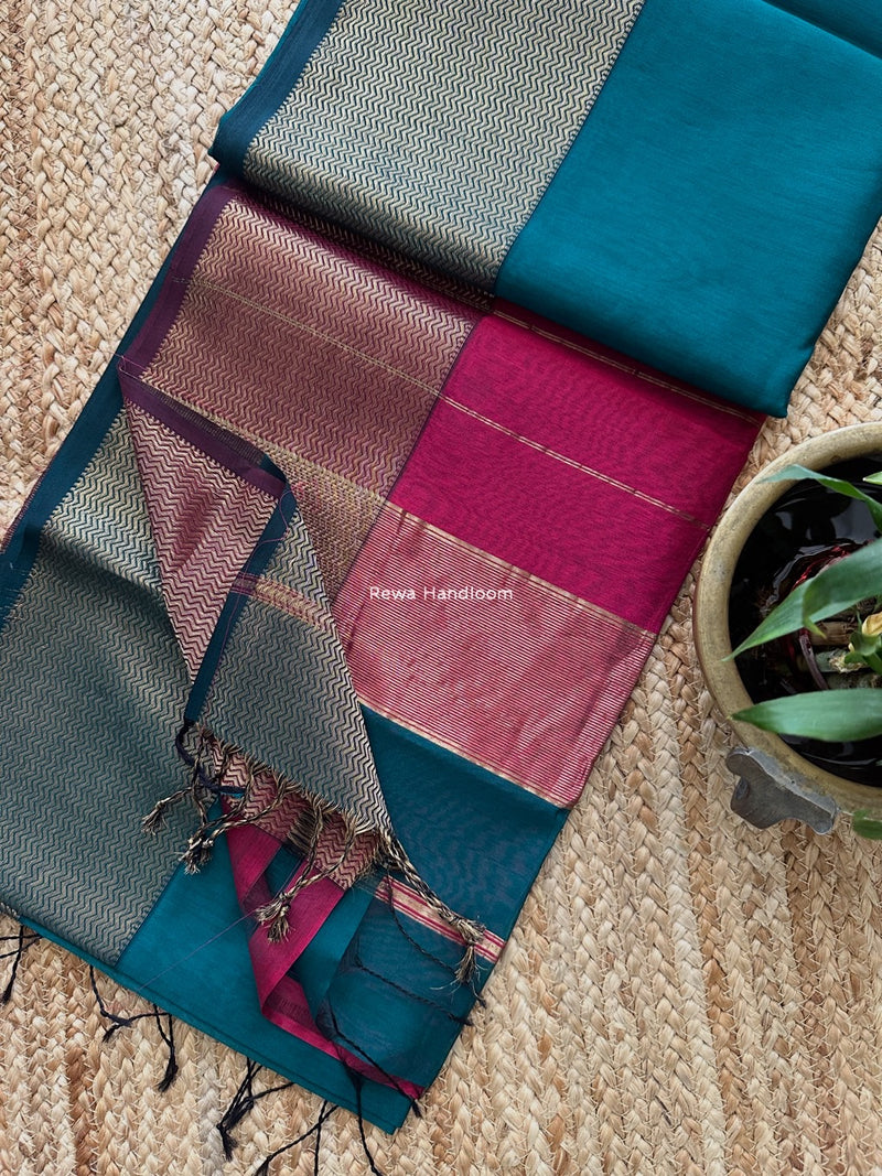 Maheshwari Zari Border Plain Saree
