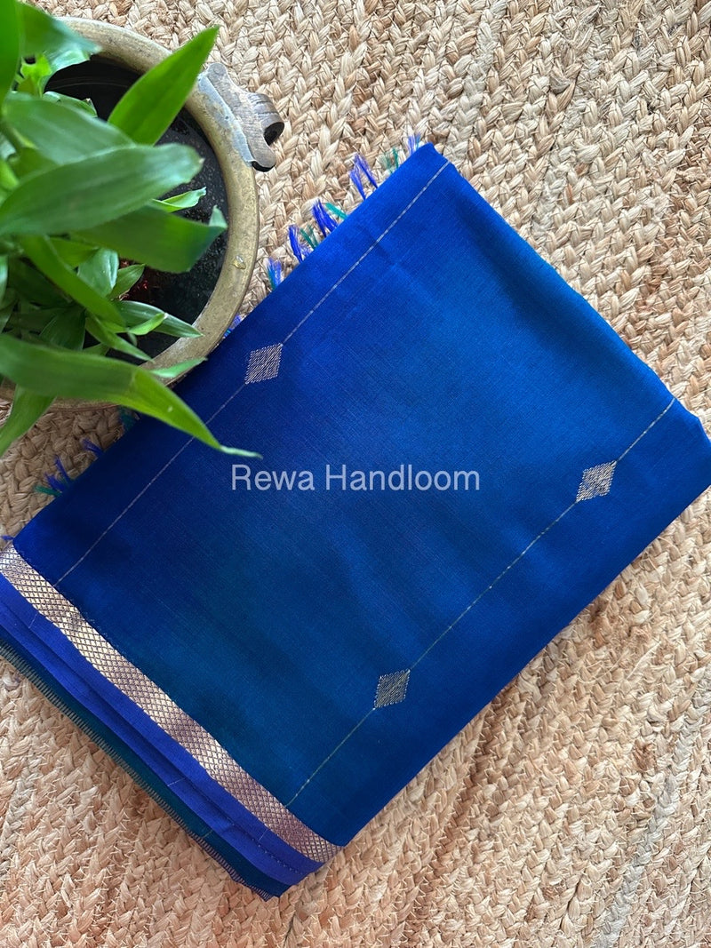 Blue Zari Butti Maheshwari Saree SBS037