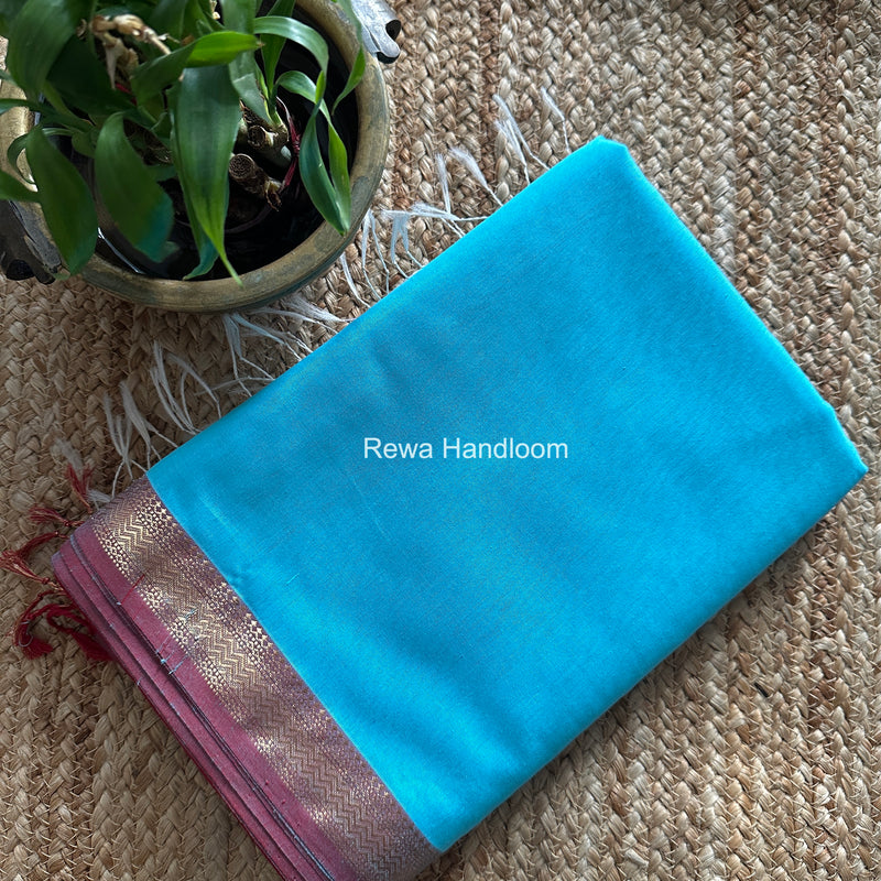 Maheshwari Sky Blue Rewa Lehar Saree ZBS011