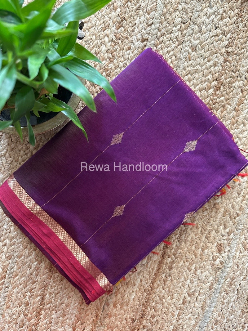 Purple Zari Butti Maheshwari Saree SBS038