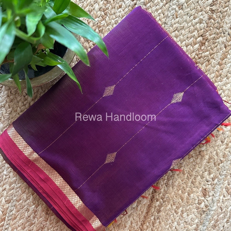 Purple Zari Butti Maheshwari Saree SBS038