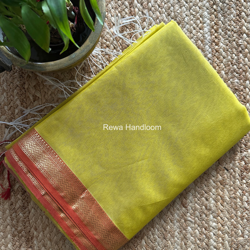 Maheshwari Yellow Rewa Lehar Saree ZBS012