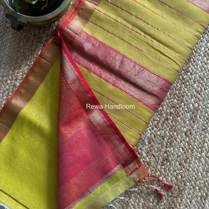 Maheshwari Yellow Rewa Lehar Saree ZBS012