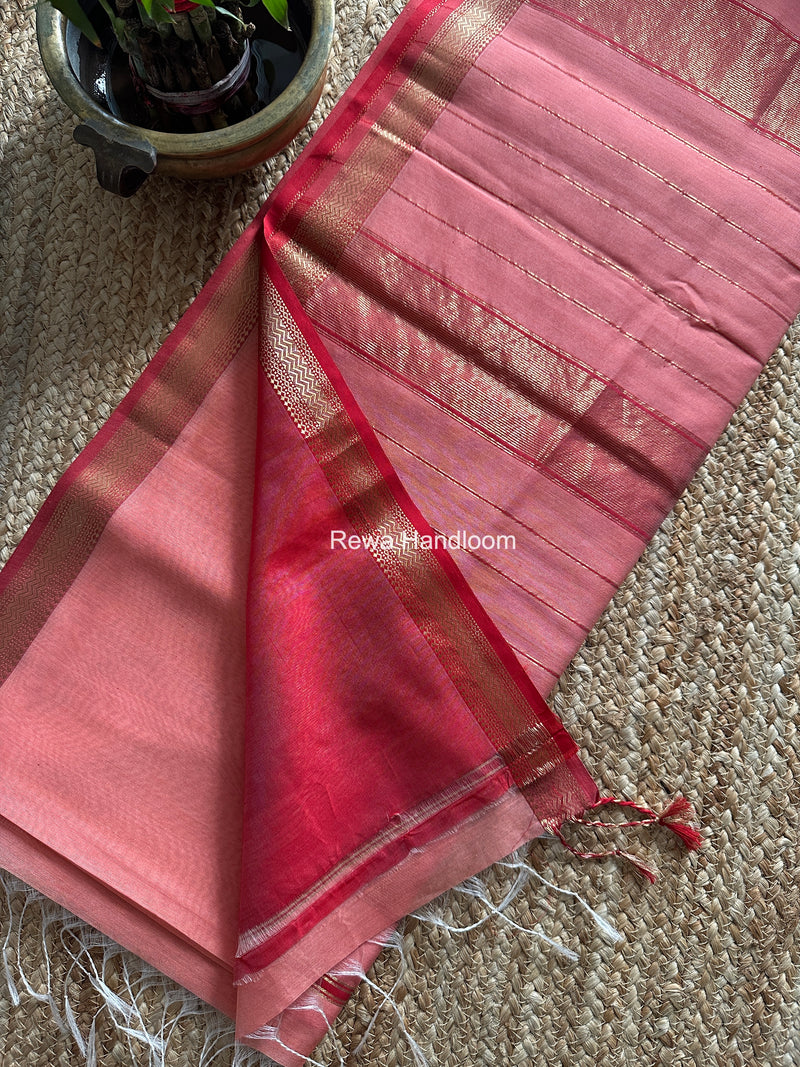 Maheshwari Peach Rewa Lehar Saree ZBS013
