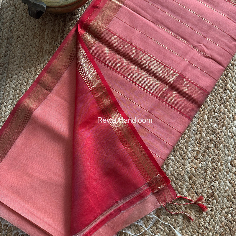 Maheshwari Peach Rewa Lehar Saree ZBS013
