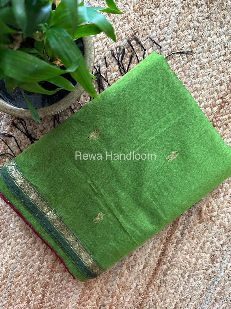 Mehendi Green Zari Butti Maheshwari Saree SBS0050
