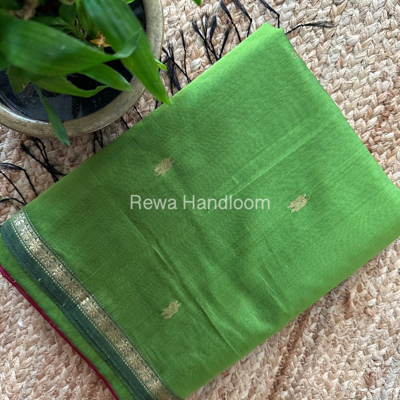 Mehendi Green Zari Butti Maheshwari Saree SBS0050