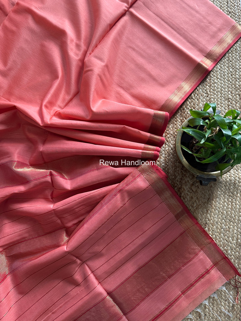 Maheshwari Peach Rewa Lehar Saree ZBS013
