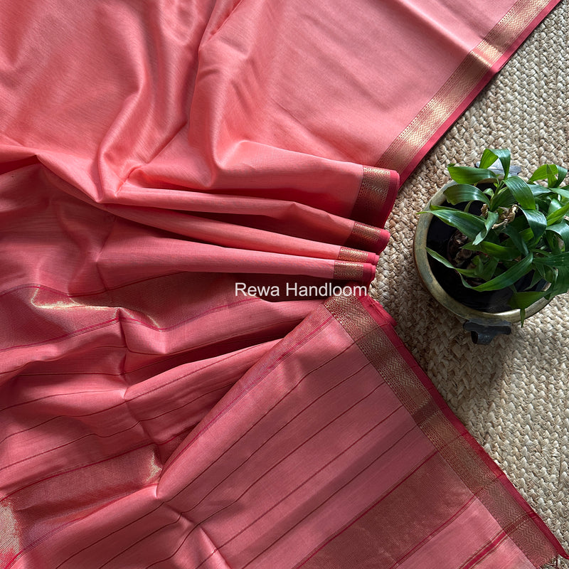 Maheshwari Peach Rewa Lehar Saree ZBS013