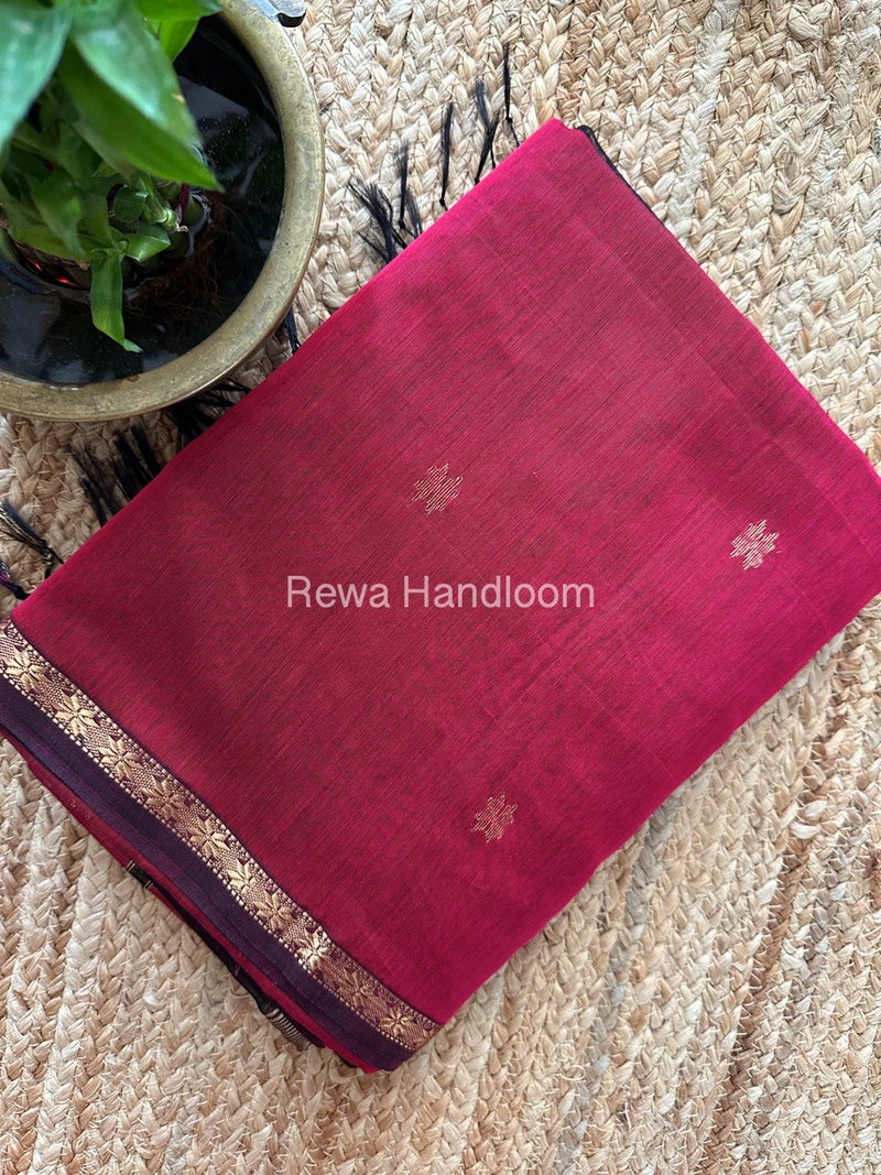 Rani Pink Zari Butti Maheshwari Saree SBS0052