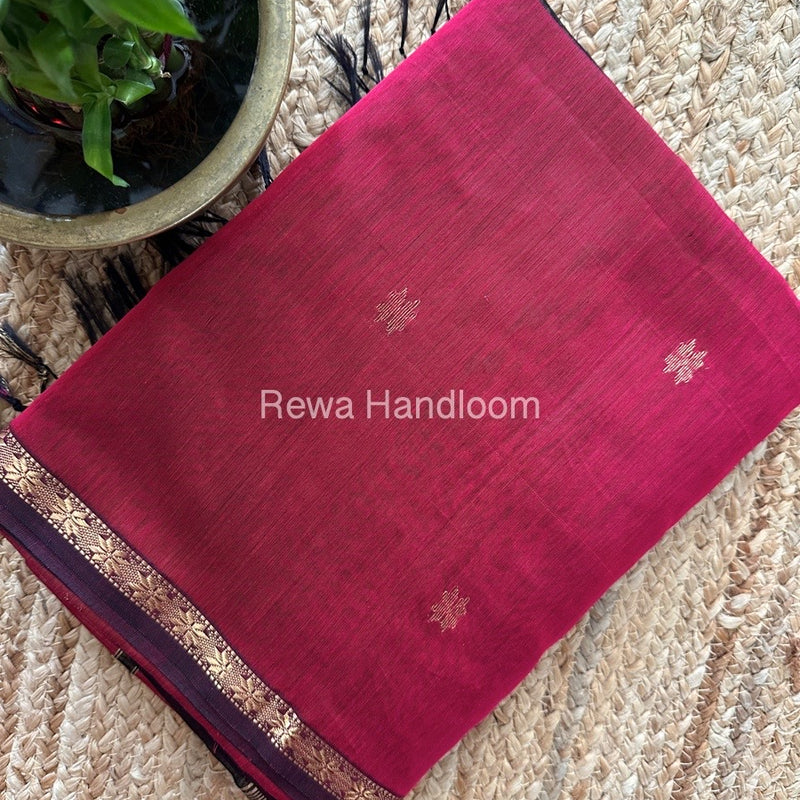 Rani Pink Zari Butti Maheshwari Saree SBS0052