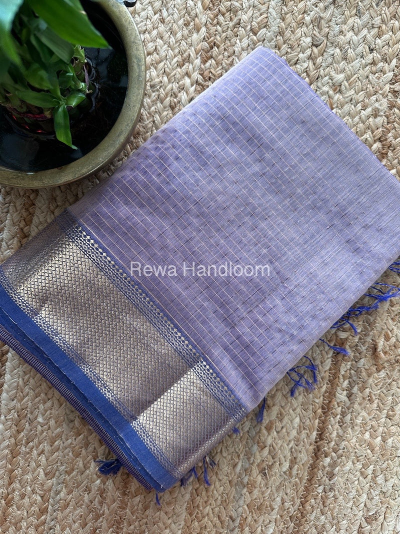 Maheshwari Light Onion Zari Checks Saree ZCHX265