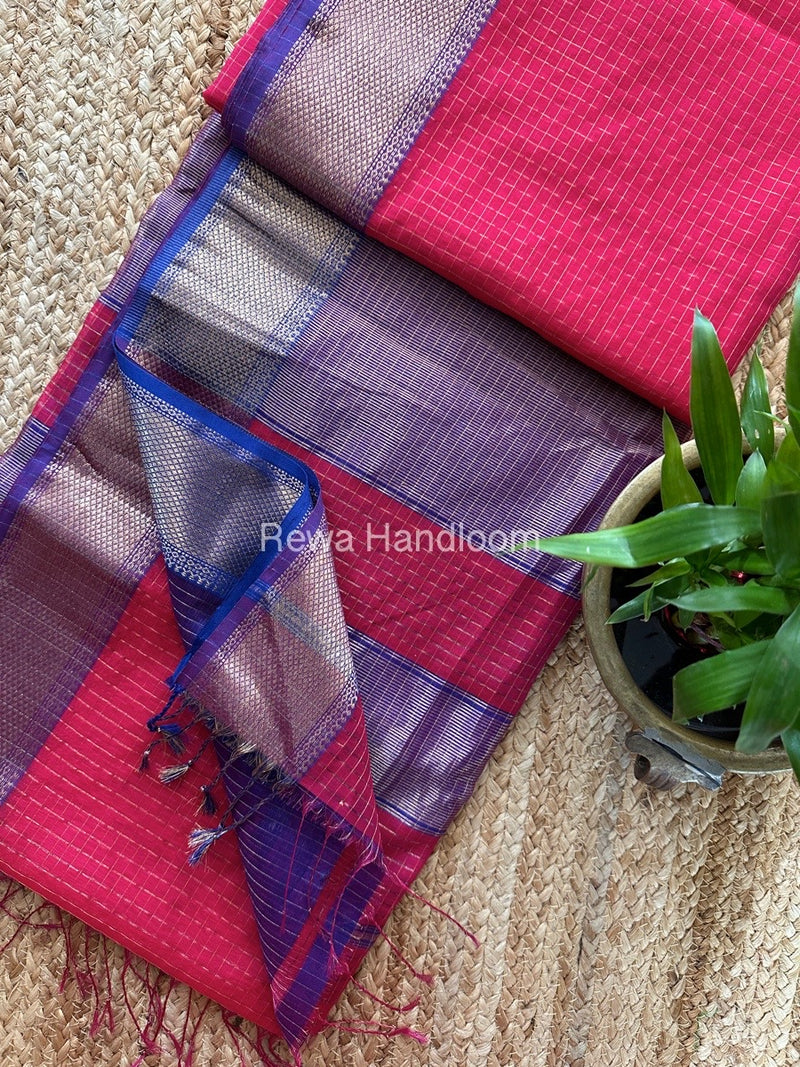 Maheshwari Zari Checks Saree