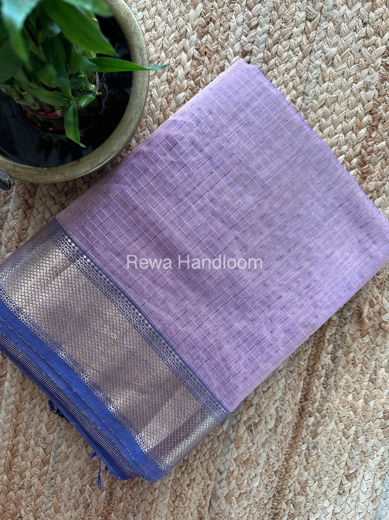 Maheshwari Light Onion Zari Checks Saree ZCHX262