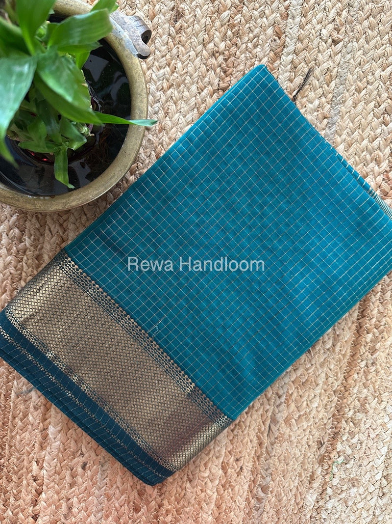 Maheshwari Green Zari Checks Saree ZCHX264