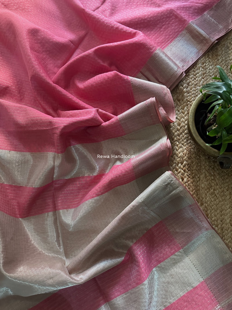 Maheshwari Silver Zari Checks Silk Saree