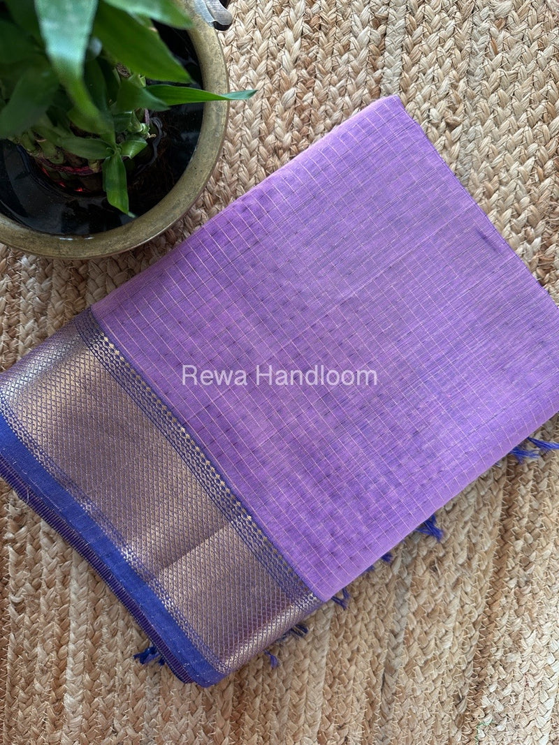 Maheshwari Lavender Zari Checks Saree ZCHX271