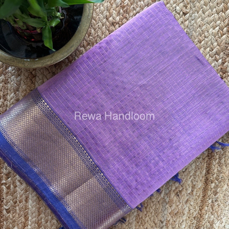 Maheshwari Lavender Zari Checks Saree ZCHX271