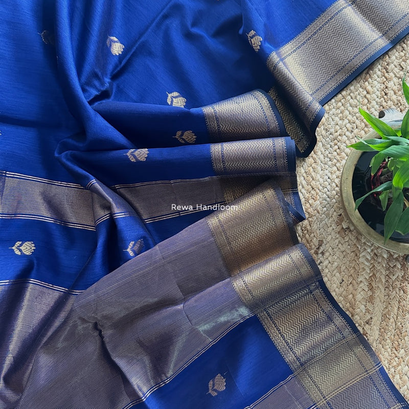 Maheshwari Blue Lotus Butta Saree LLBS018