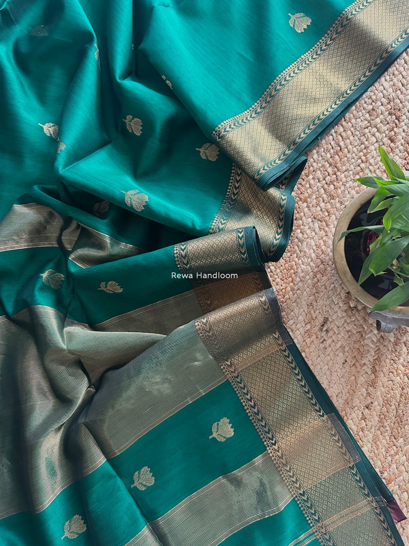 Maheshwari Green Lotus Butta Saree LLBS015