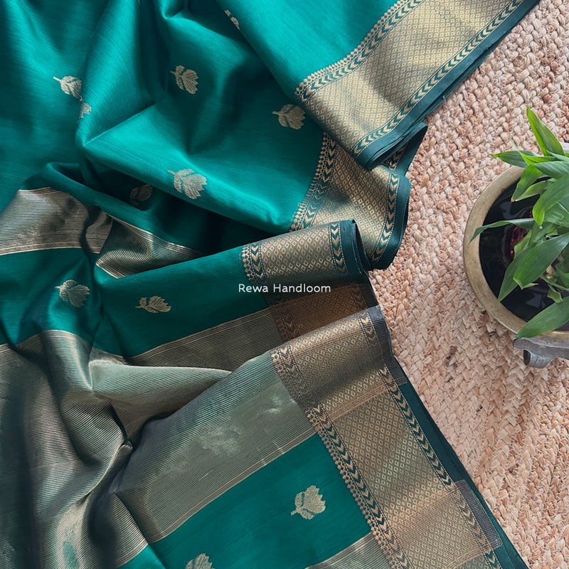 Maheshwari Green Lotus Butta Saree LLBS015