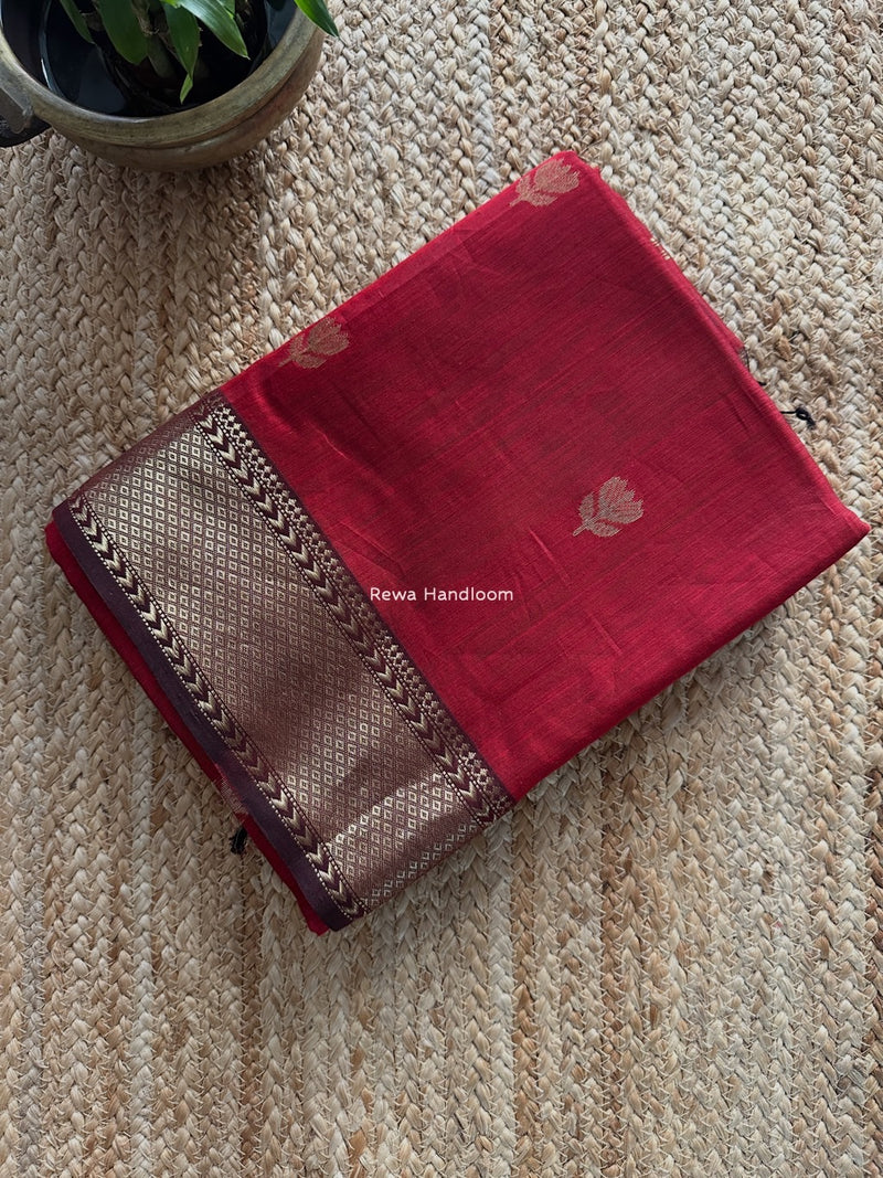 Maheshwari Maroon Lotus Butta Saree LLBS019