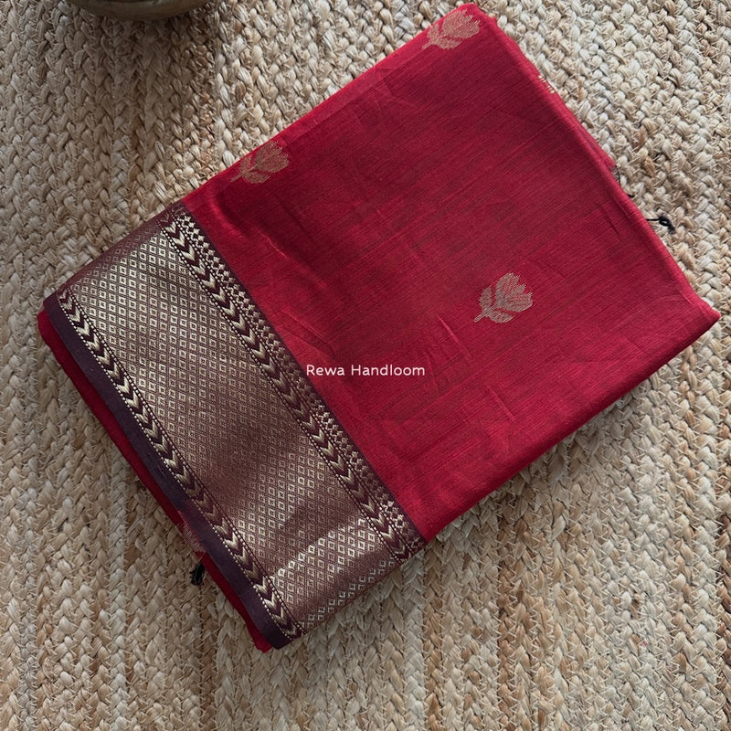 Maheshwari Maroon Lotus Butta Saree LLBS019