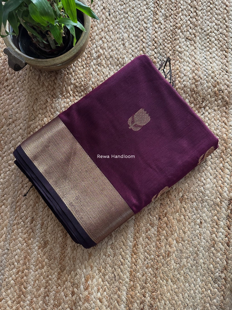 Maheshwari Wine Lotus Butta Saree LLBS021