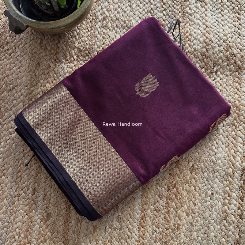 Maheshwari Wine Lotus Butta Saree LLBS021