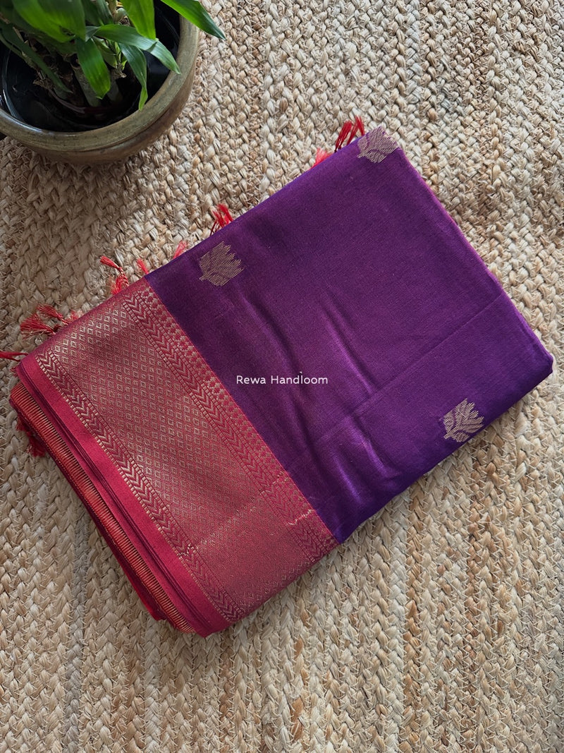 Maheshwari Purple Lotus Butta Saree LLBS017