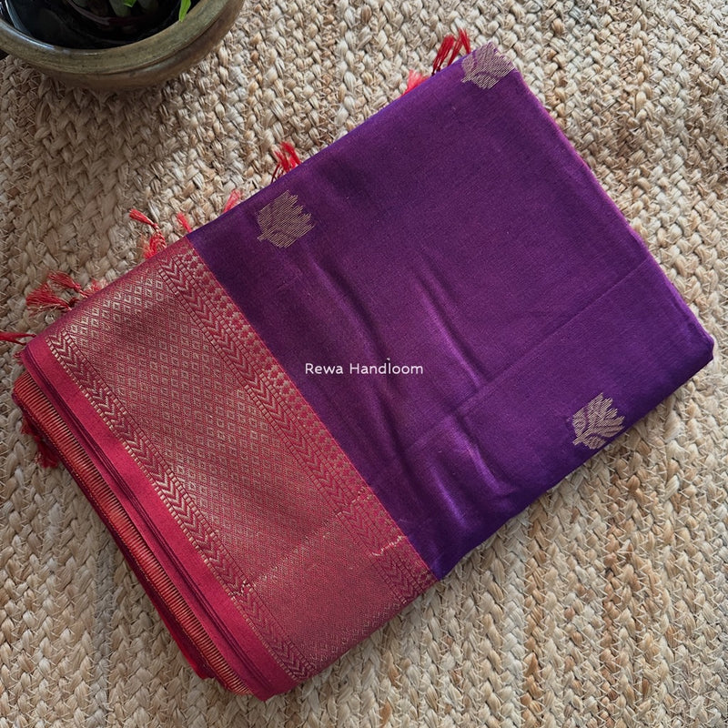 Maheshwari Purple Lotus Butta Saree LLBS017
