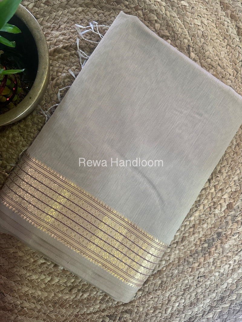 Maheshwari Beige Zari Border Saree ZSS01