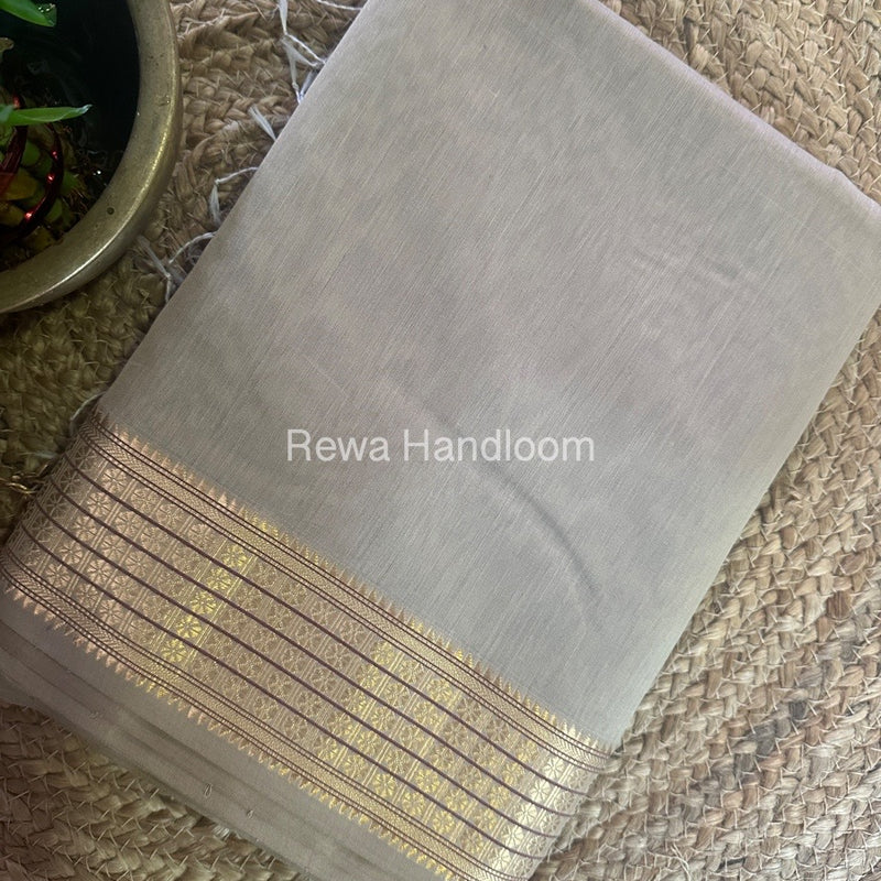 Maheshwari Beige Zari Border Saree ZSS01