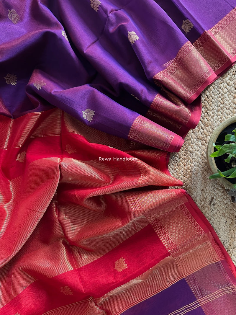 Maheshwari Purple Lotus Butta Saree LLBS017