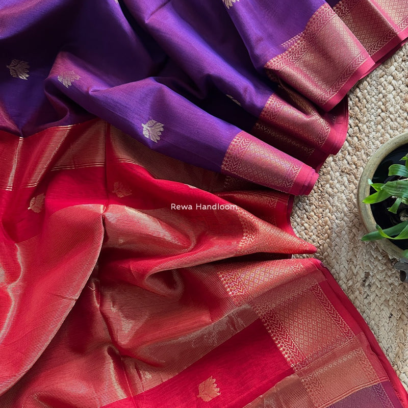 Maheshwari Purple Lotus Butta Saree LLBS017