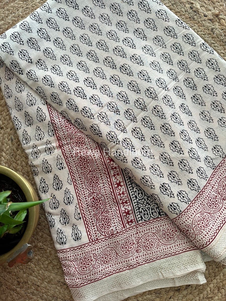  Bagh Print Mercerised Cotton Saree