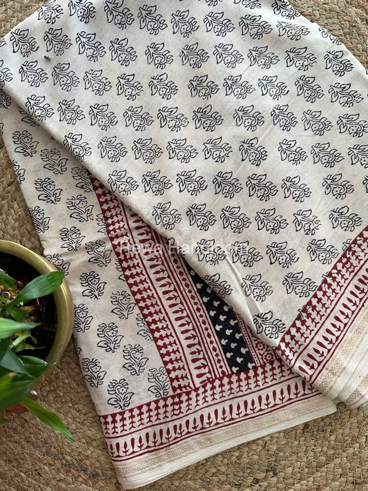  Bagh Print Mercerised Cotton Saree