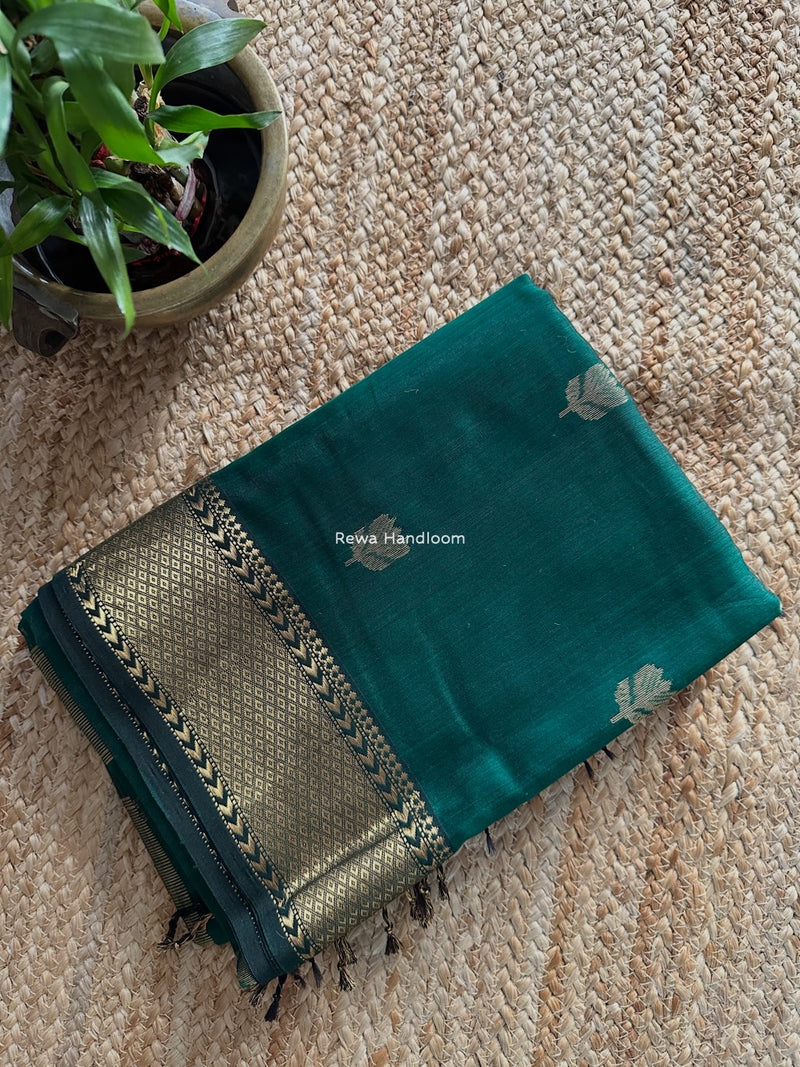 Maheshwari Green Lotus Butta Saree LLBS030